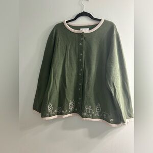 CJ Banks women’s grandma core animal embroidered cardigan sweater vintage style